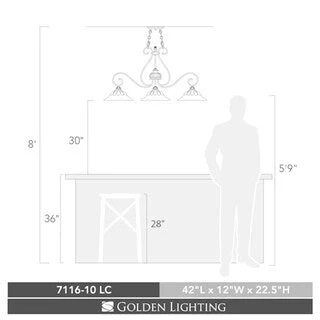 Golden Lighting Mayfair 3-Light Linear Pendant