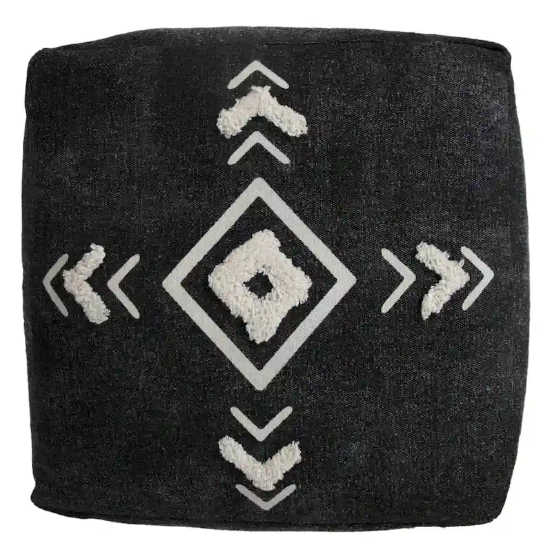 HomeRoots 18 Black 100% Cotton Ottoman