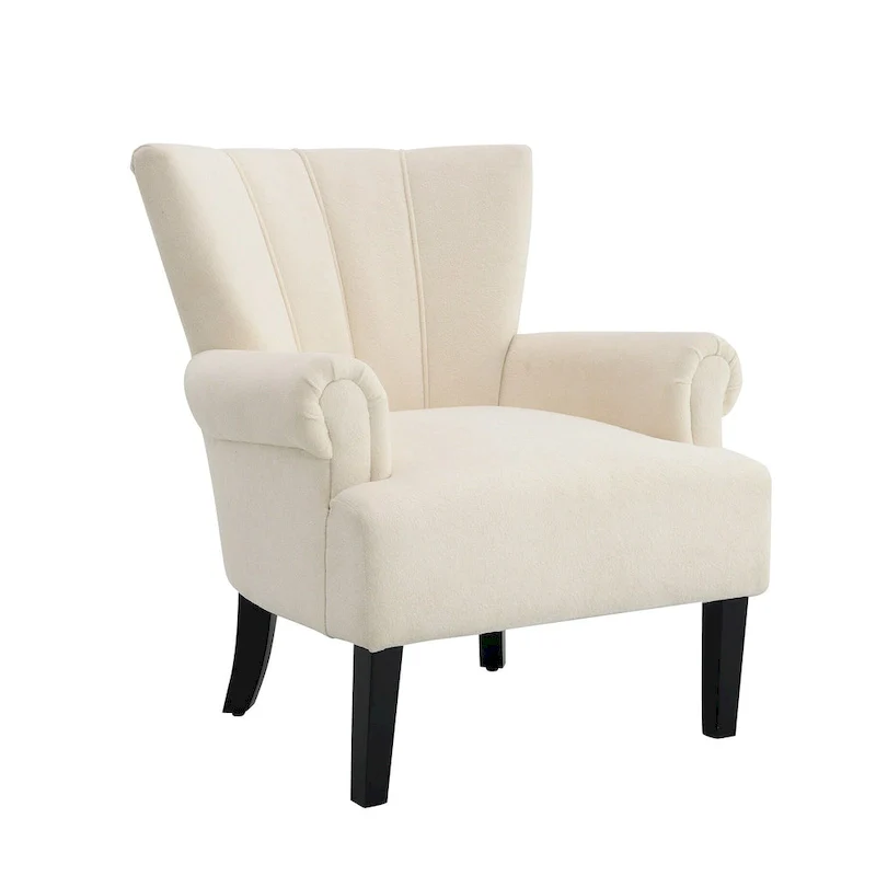 Beige Modern 29 Arm Chair with Channel Back