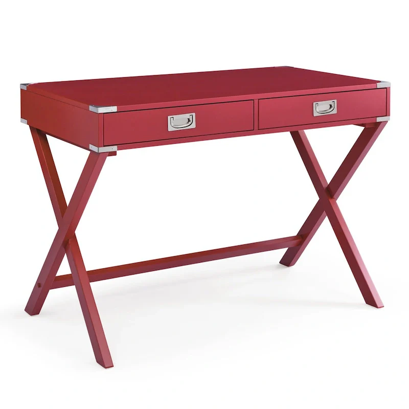 Computer Desk with Drawers, MDF Top & Solid Wood Legs, 42