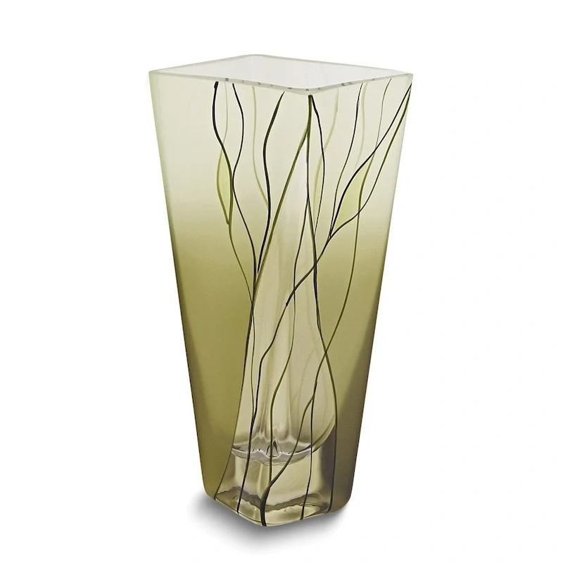 Curata Evergreen Handcrafted 8 Inch Crystal Square Vase