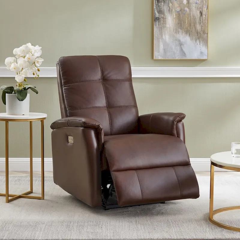 Hydeline Logan Power Headrest Top Grain Leather Recliner Chair