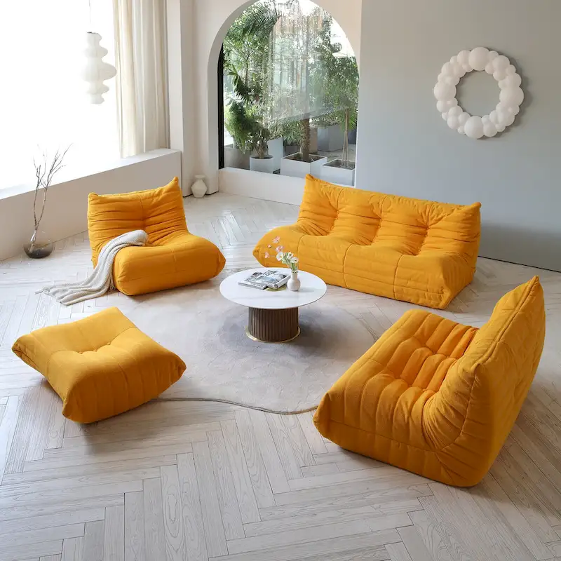 Teddy Fabric Lazy Sofa Sets for Bedroom Living Room,Comfortable Bean Bag Chair Floor Couch