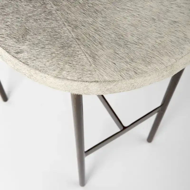 Millie Black Genuine Leather Seat with Nickel Metal Frame Counter Stool