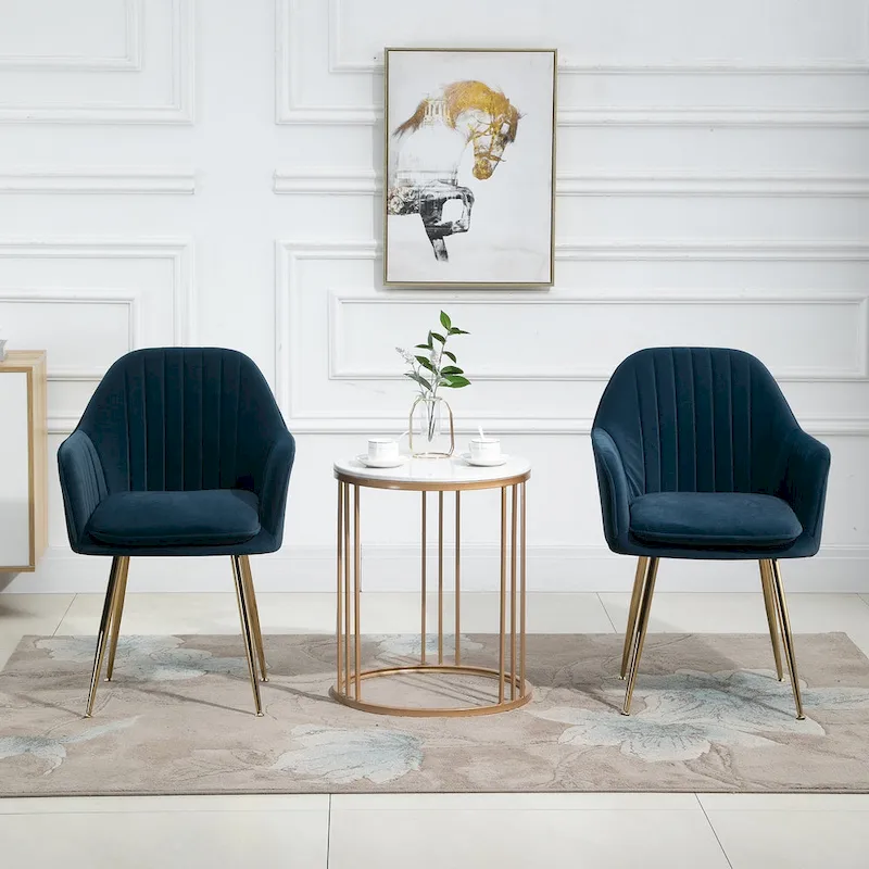 AVAWING Accent Arm Chairs Set of 2 Upholstered Velvet Dining Chairs