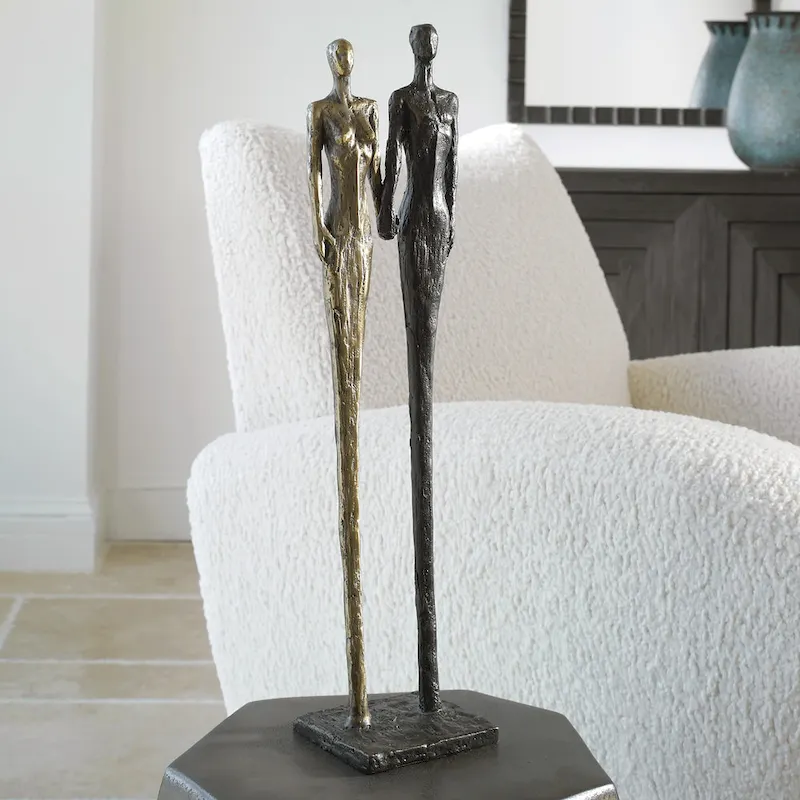 Uttermost Two's Company Cast Iron Sculpture - 4.63 W x 20.13 H x 4.13 D