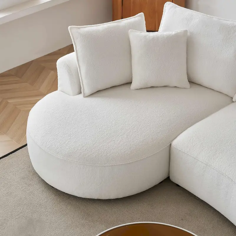 122.8 Modern Teddy Fabric Cloud Curved Sofa -- Left Facing
