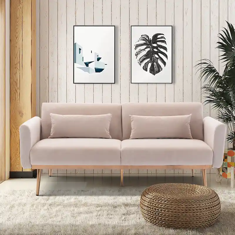 Velvet Upholstered Convertible Loveseats Sleeper Sofa