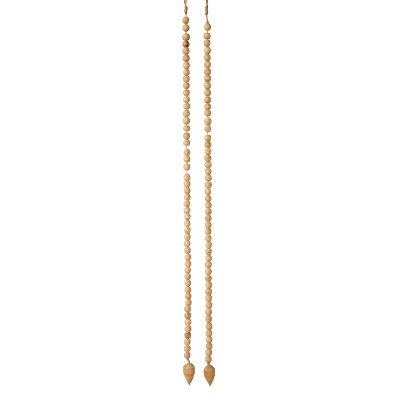 Wood Bead Strand with Decorative Wood Bead Drop