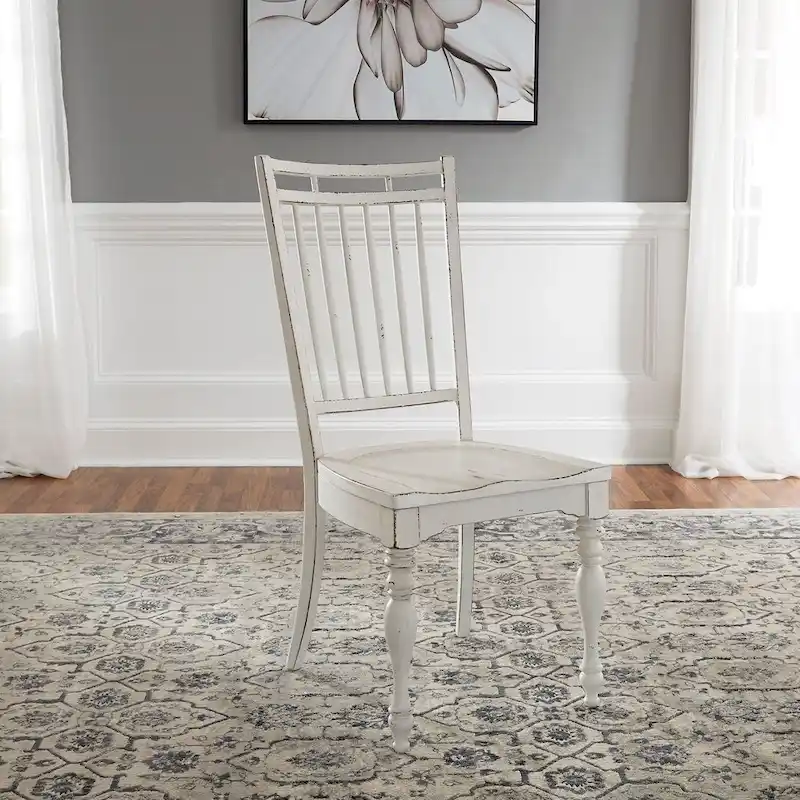 Magnolia Manor Antique White Weathered Bark Spindle Back Side Chair (Set of 2)