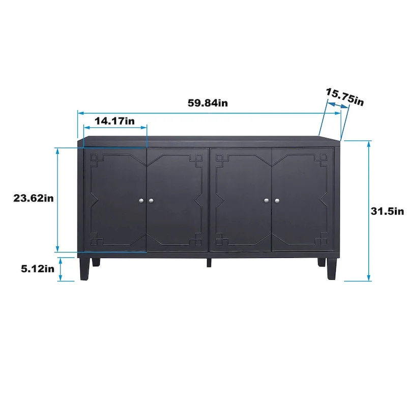 Accent Cabinet 4 Door Wooden Cabinet Sideboard Buffet Storage Cabinet