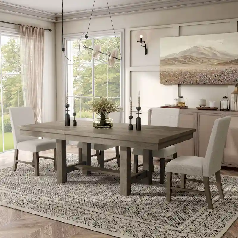 Jusk Rustic Grey Wood 5-Piece Dining Table Set by Furniture of America