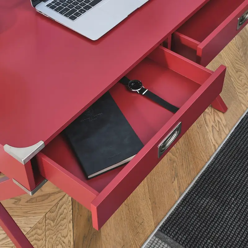 Computer Desk with Drawers, MDF Top & Solid Wood Legs, 42