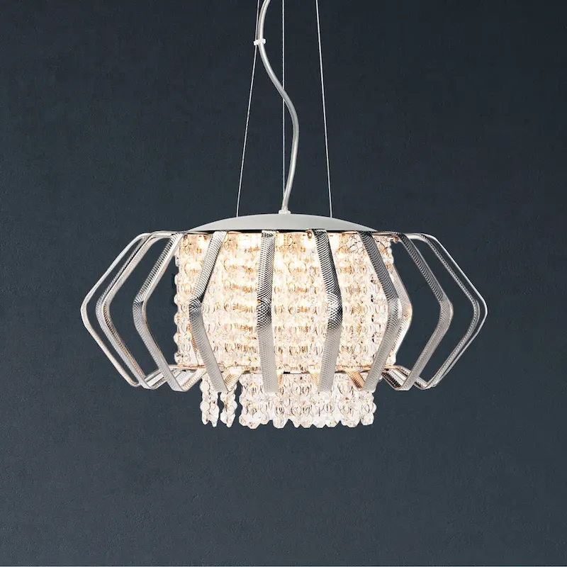 SAFAVIEH Lighting Rejane Pendant - 17.8 x17.8 x9.25-80.5  - Blue Crackle - 18Wx18Dx81H