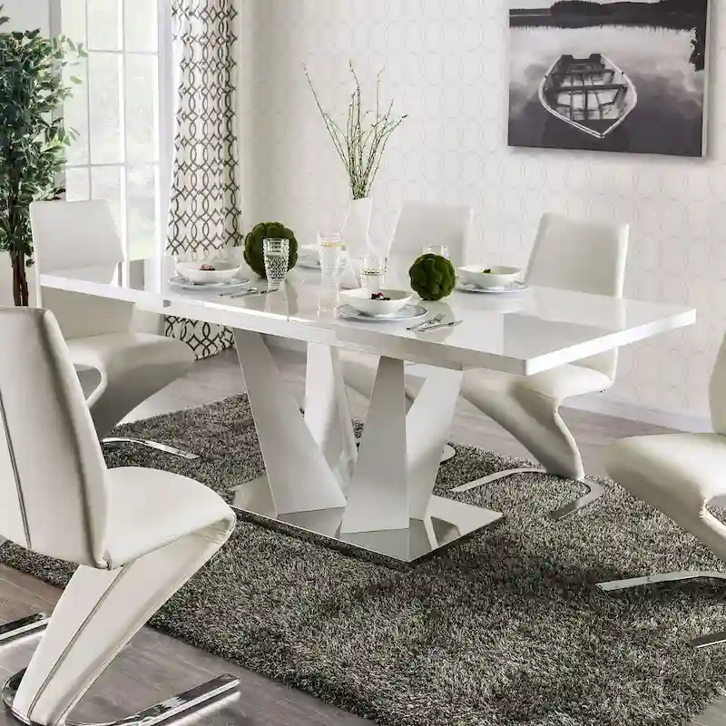 Furniture of America Jola ModernWhite 78-inch Expandable Dining Table