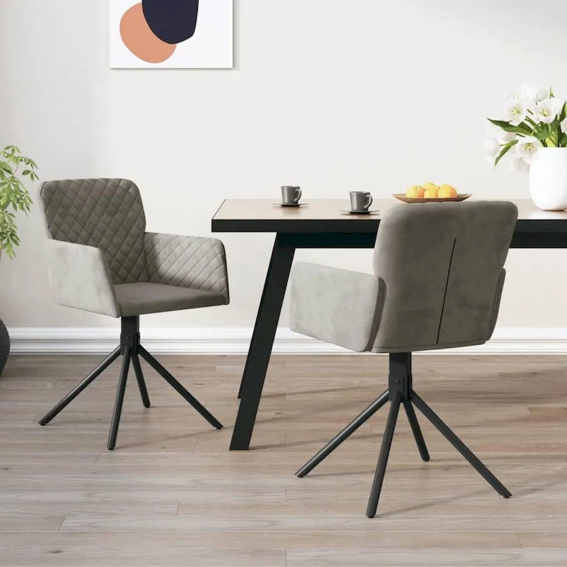 vidaXL Swivel Dining Chairs 2 Pcs Modern Accent Upholstered Side Chair Velvet - 20.3 x 23.2 x 32.9