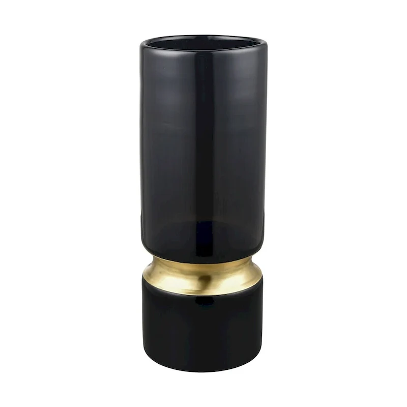 Elk Home Brooke Black Finish Glass 5 Inch Wide Vase