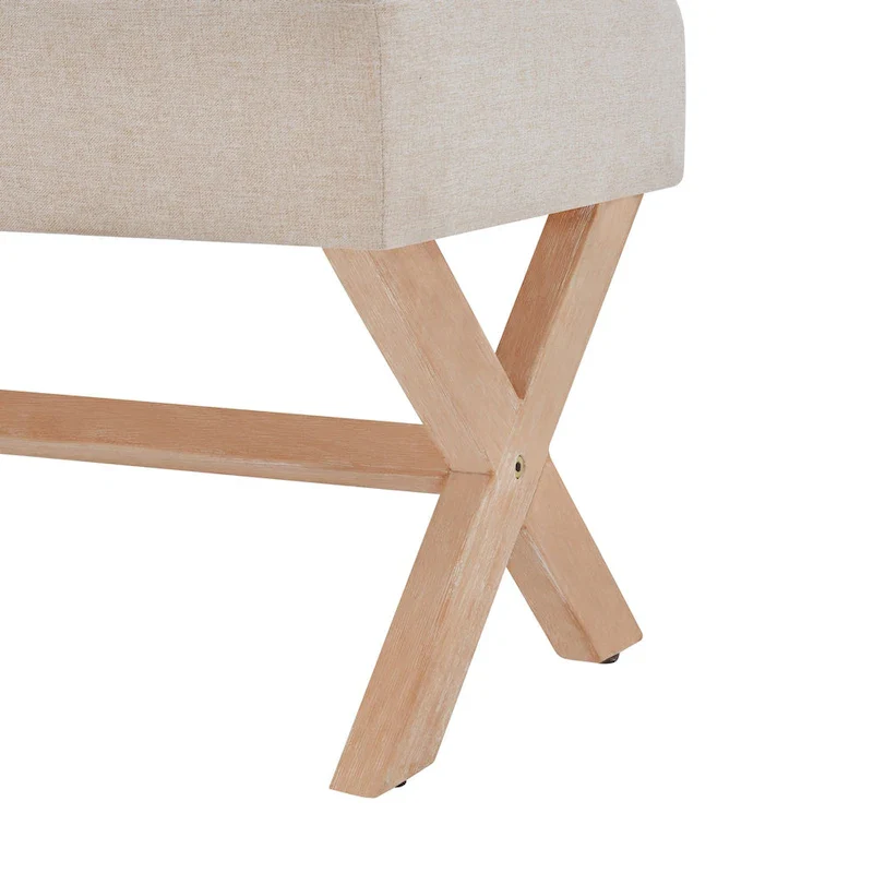 Upholstered Entryway Bench, Polyester, X-Shaped Wood Legs, 35.4