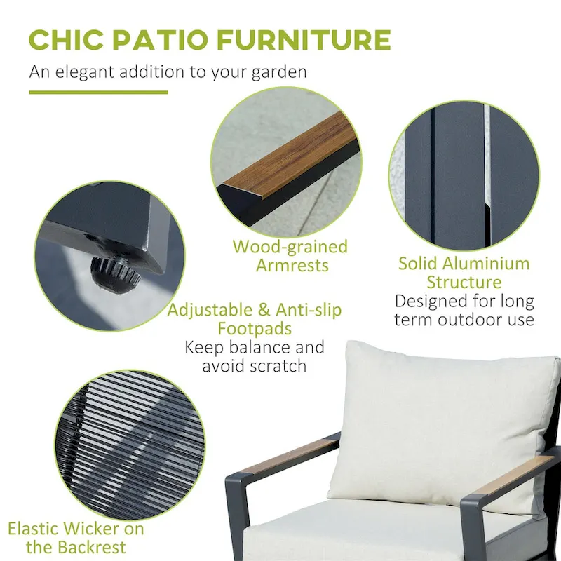 Outdoor Garden Sofa Set with Armchairs