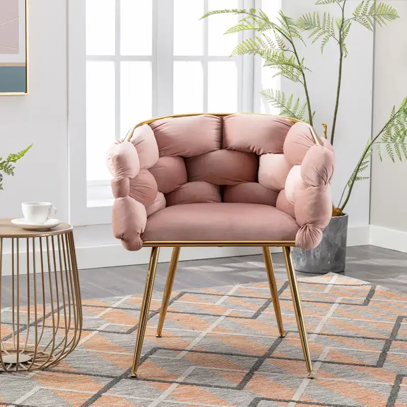 Luxury modern velvet armchair bedroom vanity stool.