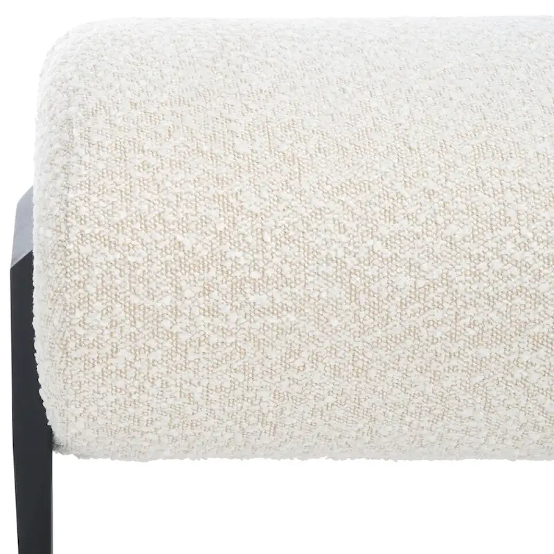 Upholstered Bench in Light Beige / Creme with Black Legs – Seats 2