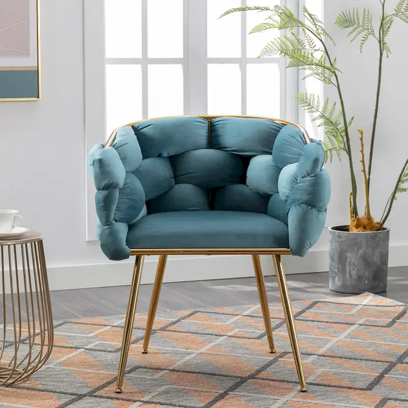 Luxury modern velvet armchair bedroom vanity stool.