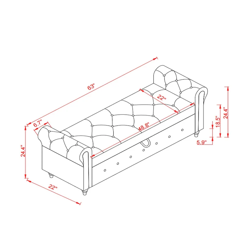 63 Bed Bench