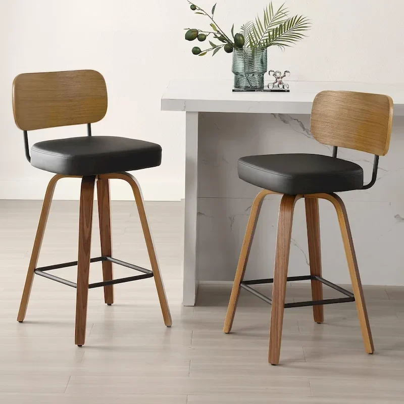26-Inch Upholstered Swivel Counter Height Bar Stools - 36.4 H x 17.1 W x 20 D