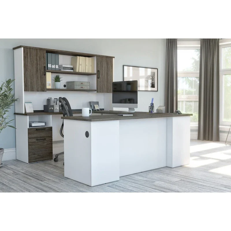 Bestar Norma 71W U or L-Shaped Executive Desk with Hutch