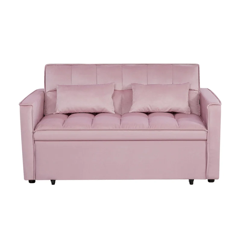 Modern Convertible Futon Sofa Bed,Adjustable Backrest,Armrest Holders