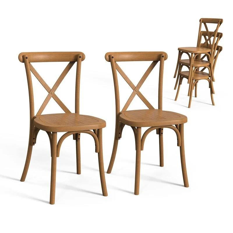 Patio Plastic Stackable Dining Chair Set (Set of 2)