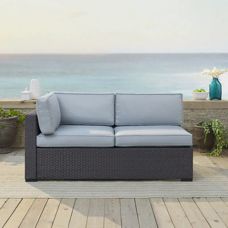 Crosley Biscayne Brown Wicker/ Steel Loveseat with Mist Cushions