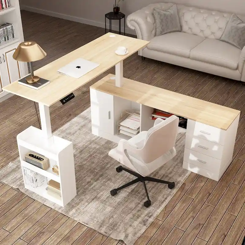 Height-Adjustable Home Office Desk with Storage, 63