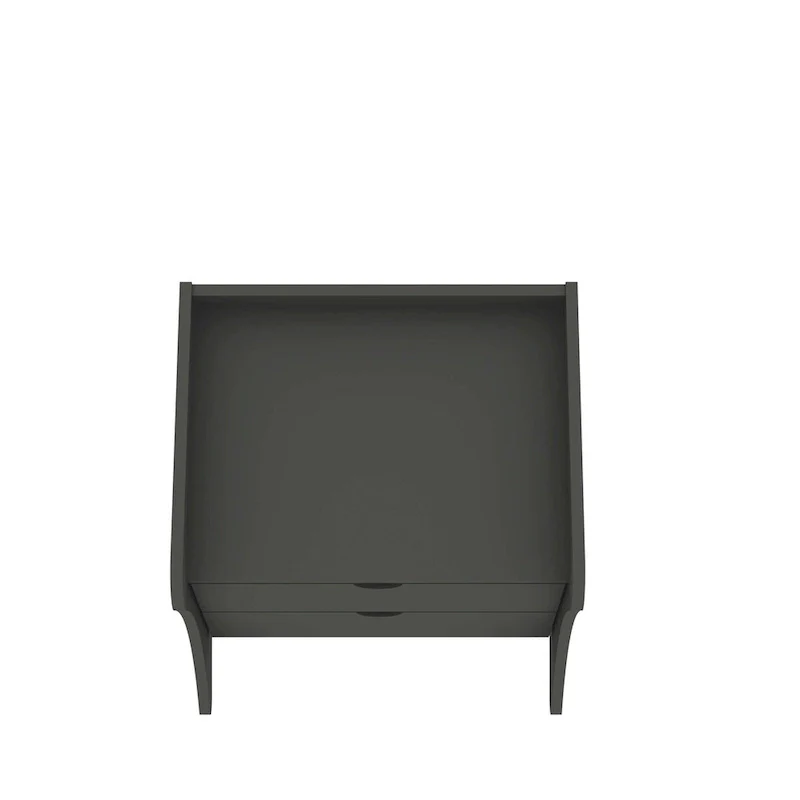 Mid-Century Modern 2-Drawer Nightstand, MDF, Curved Legs, 19.68