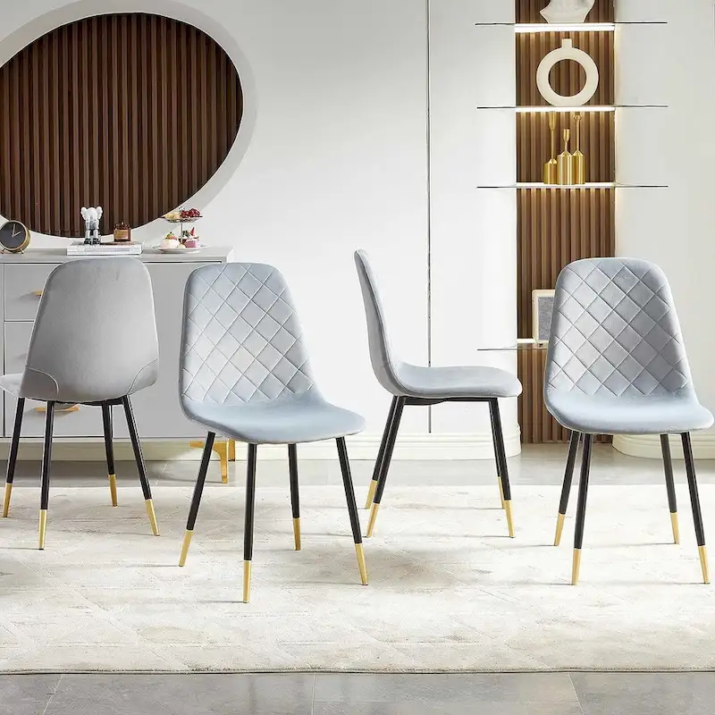 Howtai Upholstered Velvet Chair Armless Set of 4 for Kitchen,Home