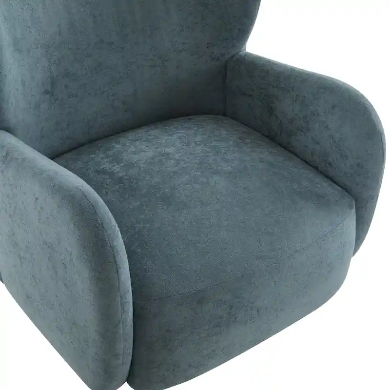 Wingback Club Chair, Mid-Century, Plush Velvet, Solid Wood & Birch Legs, Seats 1, Blue/Brown