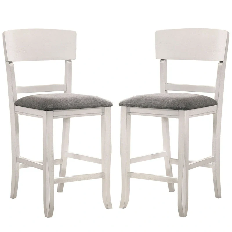 Wooden Counter Height Chair with Curved Back, Set of 2 - 18.5 L x 20.5 W x 40 H