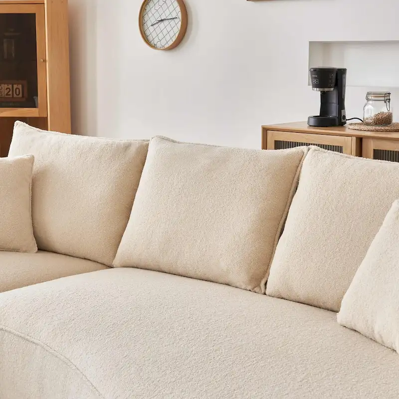 122.8 Modern Teddy Fabric Cloud Curved Sofa -- Left Facing