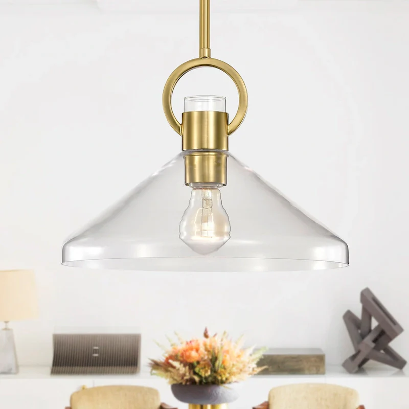 Andros Glass Cone Shade 1-Light Downrod Pendant Light