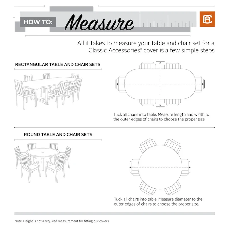 Classic Accessories Veranda Water-Resistant 82 Inch Round Patio Table & Chair Set Cover
