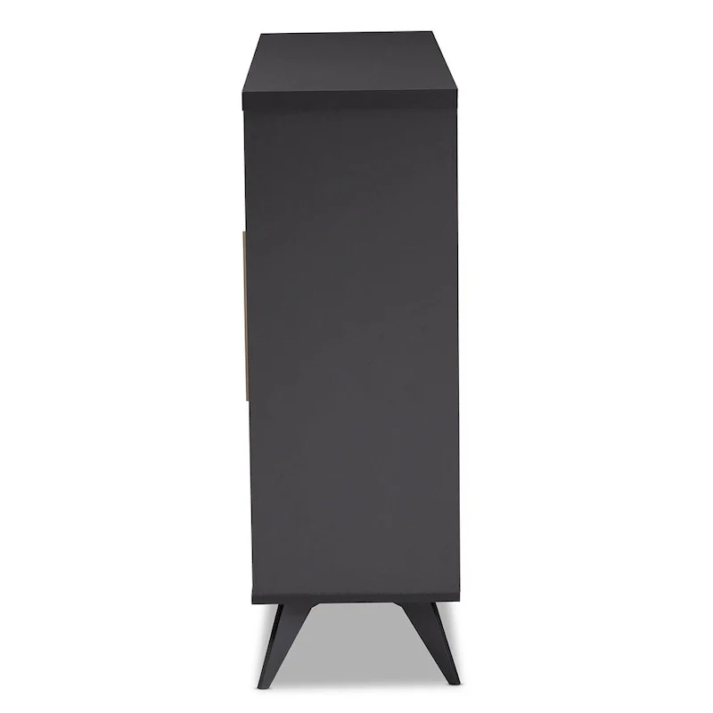 Dark Grey & Oak / White Brown Mid-Century Wine Cabinet with 24-Bottle Rack