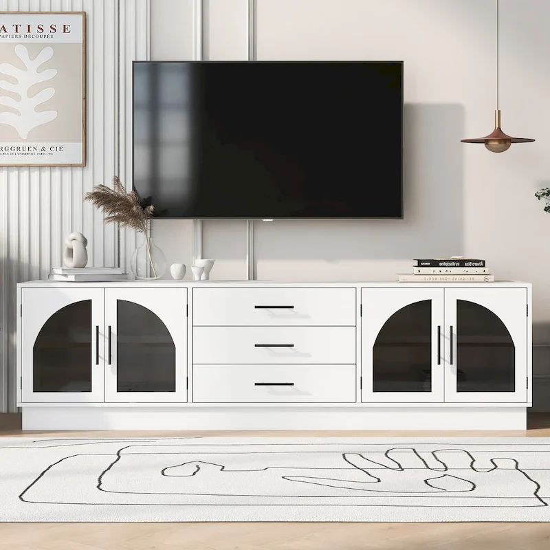 68.9 Modern Minimalist TV Stand for TVs up to 75 Inches, Media Console Cabinet with Adjustable Shelves for Living Room
