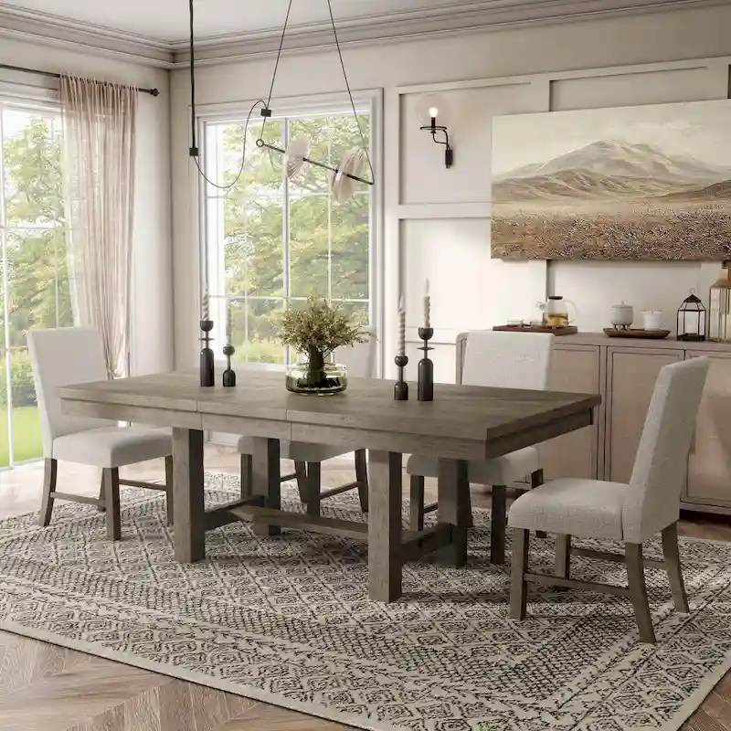 Jusk Rustic Grey Wood 5-Piece Dining Table Set by Furniture of America
