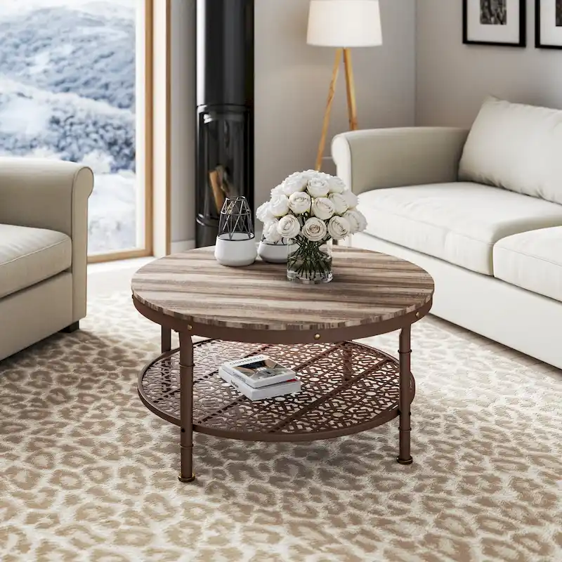 Lotus Home 36 inches Round Coffee Table With Storage - 36*36*18 inches