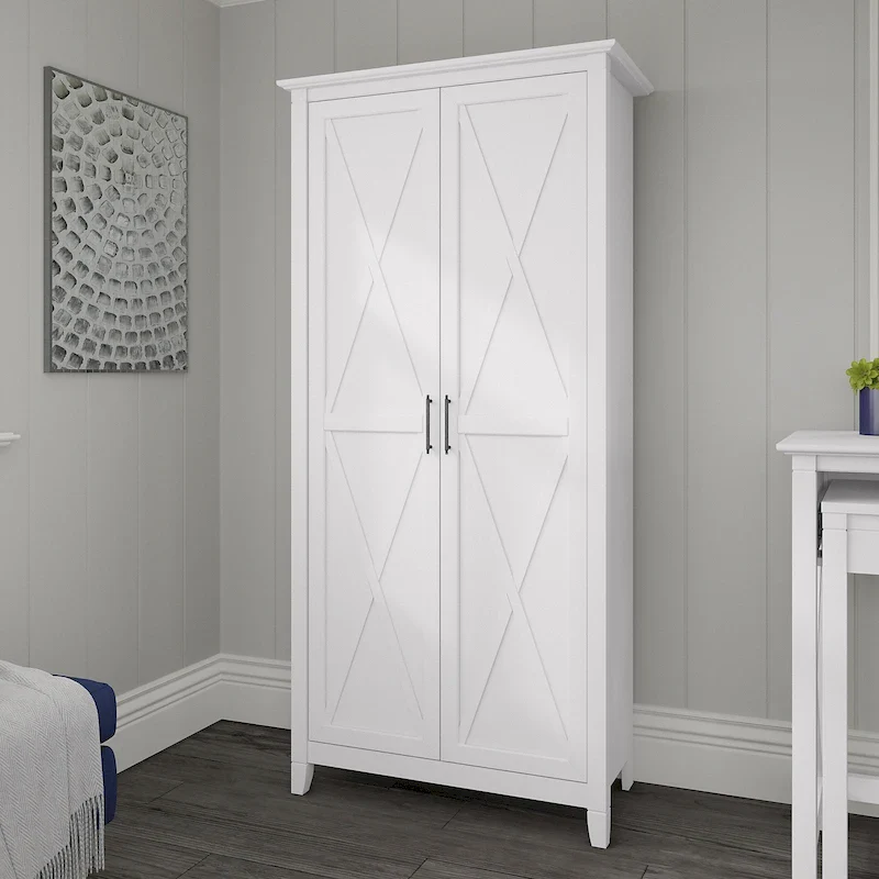 Key West Tall Storage Cabinet with Doors and Shelves by Bush Furniture