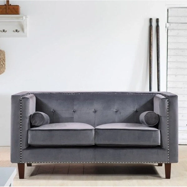 Kittleson Classic Nailhead Chesterfield Loveseat - Blue