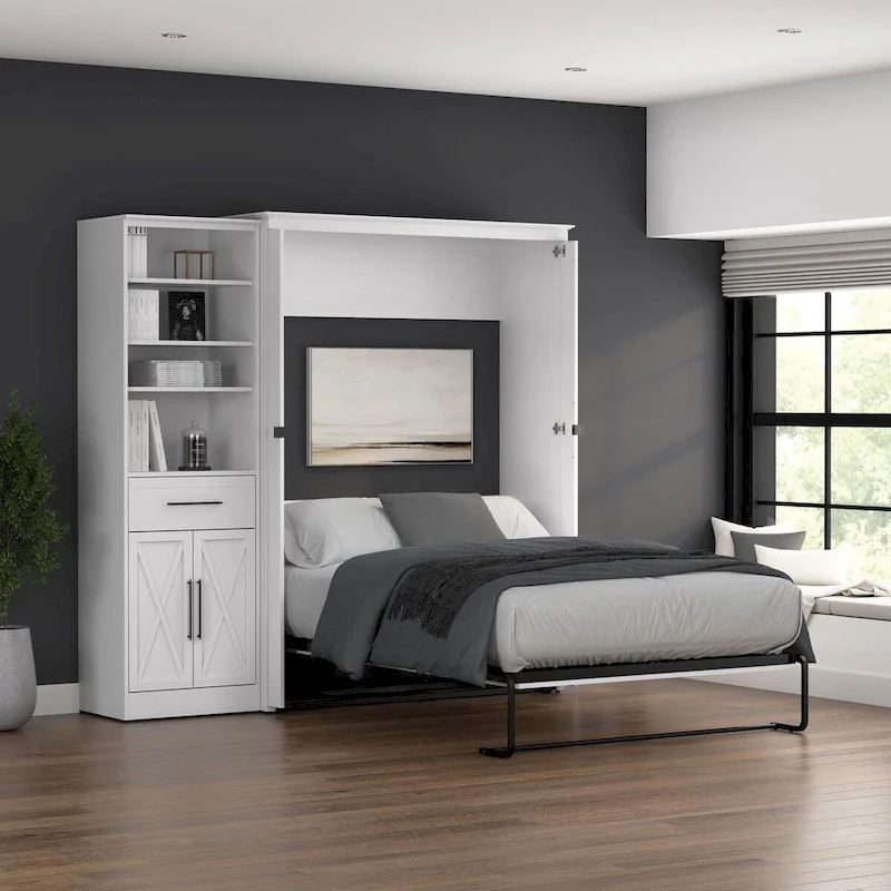 Key West Full Murphy Bed with Closet Wardrobe (88W) by Bestar