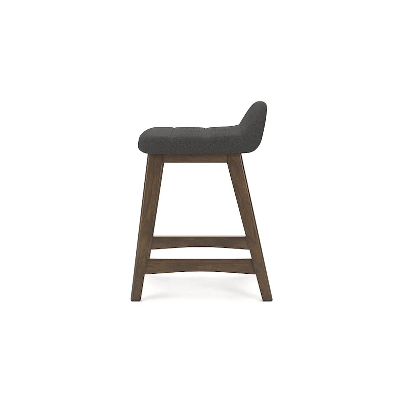 Counter Height Bar Stool, Set of 2, Mid-Century, Polyester, Foam Cushion, Hardwood Frame, Seats 2, Charcoal/Teal/Grey/Yellow