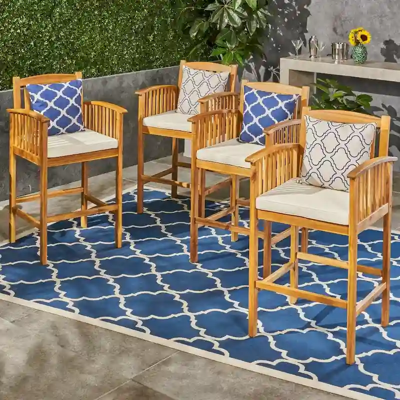 Casa Acacia Wood 46-inch Outdoor Bar Stools (Set of 4) by Christopher Knight Home