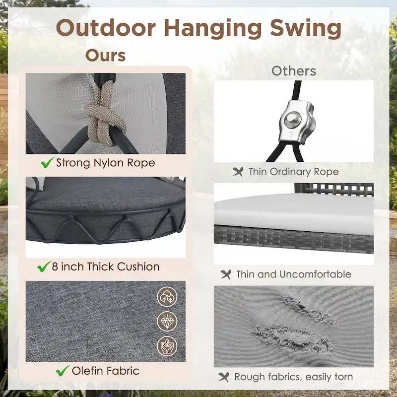 Outdoor Porch Swing Chair Hanging Basket